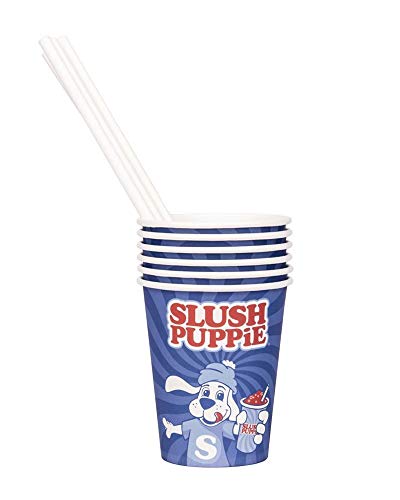 Slush Puppie Packung mit 20 Pappbechern und Papierstrohhalmen. von Slush Puppie