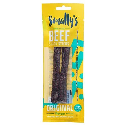 Smally's Biltong - Rindfleisch-Snack-Sticks, Orignal Beef Droewors, proteinreicher Rinder-Snack, traditionelle südafrikanische luftgehärtete Rinderwurst – 40 g x 15 Stück von Smally's Biltong