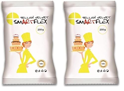 SmartFlex Fondant Yellow Velvet, 250 g (Packung mit 2) von SmartFlex