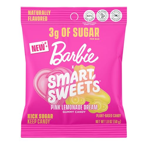 SmartSweets Barbie Pink Lemonade Dream Gummibonbons - 51.0 g (14 Stück) - Gummy Candy mit wenig Zucker, kalorienarm, keine künstlichen Süßstoffe, pflanzlich, glutenfrei, gesunder Snack für Kinder & von SmartSweets