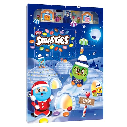 NESTLÉ SMARTIES Adventskalender, Weihnachtskalender gefüllt mit Figuren aus Milchschokolade & SMARTIES Schokolinsen, 1er Pack (1 x 193,9g) von Smarties