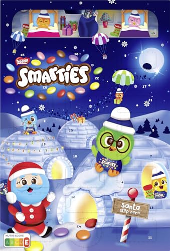 NESTLÉ SMARTIES Adventskalender, Weihnachtskalender gefüllt mit Figuren aus Milchschokolade & SMARTIES Schokolinsen, 1er Pack (1 x 193,9g) von Smarties