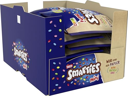 Nestlé SMARTIES Mini, kleine Schokolinsen aus Milchschokolade, einzeln verpackt, 16er Pack (16 x 187g) von Smarties