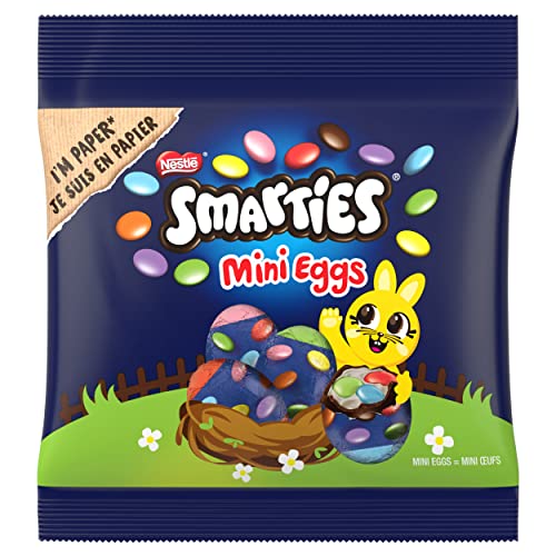 NESTLÉ SMARTIES Mini Eggs, kleine Oster-Schokoladeneier aus Milchschokolade mit cremiger Füllung und bunten SMARTIES Mini Schokolinsen, 1er Pack (1x81g) von Smarties