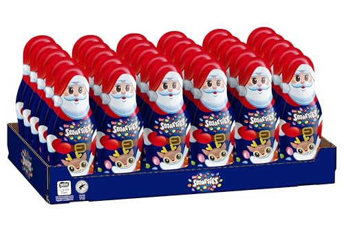 NESTLÉ SMARTIES Schoko-Weihnachtsmann aus Milchschokolade, Hohlfigur gefüllt mit SMARTIES Mini Schokolinsen, 30er Pack (30x50g) von Smarties