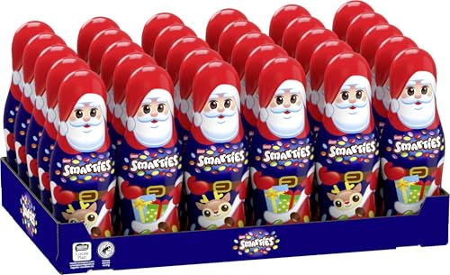 NESTLÉ SMARTIES Schoko-Weihnachtsmann aus Milchschokolade, Hohlfigur gefüllt mit SMARTIES Mini Schokolinsen, 30er Pack (30x50g) von Smarties