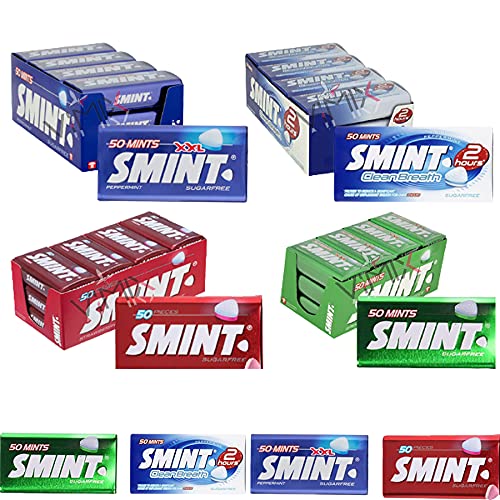 Smint Mints Zuckerfrei | 2 Stunden Clean Breath Pfefferminze, Erdbeere, Zuckerfreie Süßigkeiten, grüne Minze, Zuckerfrei, Pfefferminze XXL 35 g – wählen Sie jeden Lieblingsgeschmack und Anzahl der von Liakai