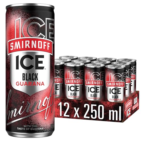 Smirnoff Ice Guarana Geschmack Premium Vodka, Erfrischendes Mixgetränk, 10% Alkohol, 12 Dosen x 250 ml (EINWEG Verpackung), Wodka Mixgetränk, Fertige Cocktails, Für Partys, und gesellige Anläss von Smirnoff