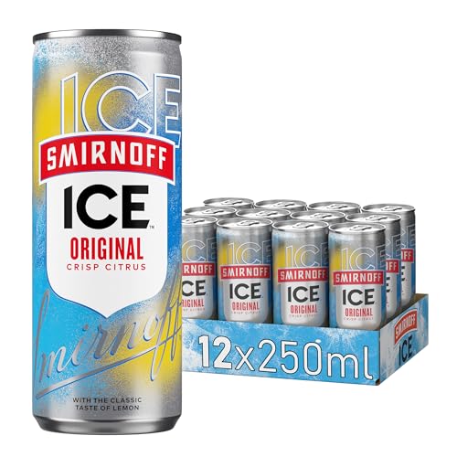 Smirnoff Ice Premium Vodka, Erfrischendes Zitronen-Mixgetränk mit 10% Alkohol, 12 Dosen x 250 ml (EINWEG Verpackung), Wodka-Mixgetränk, Fertige Cocktails, Für Partys, Grillabende und gesellige Anlässe von Smirnoff