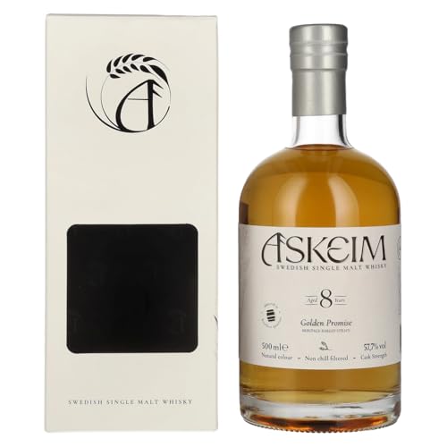 ASKEIM 8 Years Old Golden Promise Swedish Single Malt Whisky 57,7% Vol. 0,5l in Geschenkbox von Smögen