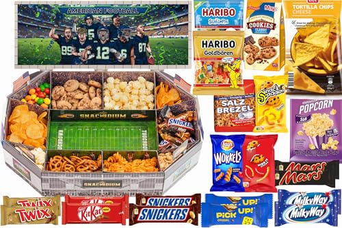 American Football Snackstadion Pro 2025 - Einizgartiges Geschenk für echte Football Fans, Echtes Stadionfeeling für Zuhause.Super Bowl 2025 passend zur NFL - FARBEN Auswahl (Blau/Grün) von Snackadium