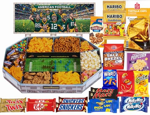 American Football Snackstadion Pro 2025 Super Bowl- Einizgartiges Geschenk für echte Football Fans, Echtes Stadionfeeling für Zuhause. Überraschung für jeden Football Fan - FARBEN Auswahl (Grün) von Snackadium