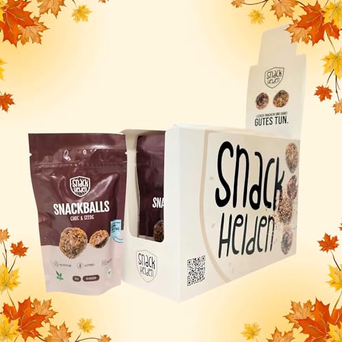 Snackhelden Snackballs - Protein Snack Unterwegs - Leckerer, gesunder Snack ohne raffinierten Zucker - proteinreich, süß - für Stillzeit, Schwangerschaft, Unterwegs (Choc & Seeds) von Snackhelden