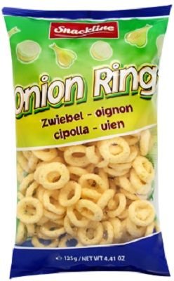 Gesalzene Zwiebelringe "Onion Rings" ein leckerer Maissnack im 125g Beutel von Snackline von Snackline