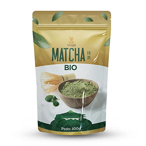 Snadi - Organisches Matcha Grüntee Pulver aus Japan | 100 Gramm | Premium Qualität | Stein Gemahlen | Reich an L-Theanin und Antioxidanten | Einfach zuzubereiten | Umweltfreundlich von Snadi