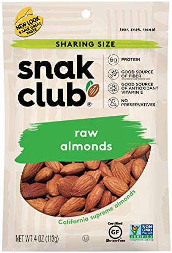 Snak Club Natürliche rohe Mandeln, 118 ml, 6 Stück von Snak Club