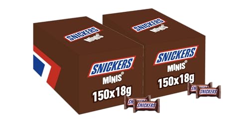 Snickers, Caramel & Peanuts, Bulk Chocolate Box, Vollmilchschokolade Minipackung, 2x 150x 18g von Snickers