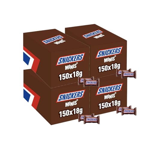 Snickers, Caramel & Peanuts, Bulk Chocolate Box, Vollmilchschokolade Minipackung, 4 x 150x 18g von Snickers