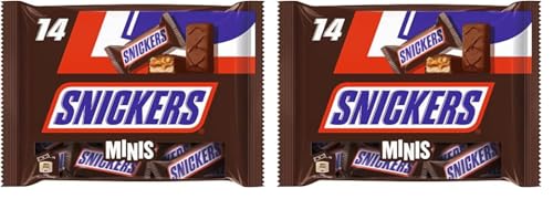 Snickers Minis, Schokoriegel mit Erdnuss und Karamell, Eine Packung (1 x 275 g) (Packung mit 2) von Snickers