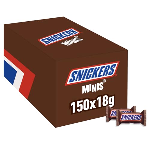 Snickers, Caramel & Peanuts, Bulk Chocolate Box, Vollmilchschokolade Minipackung, 150x 18g von Snickers