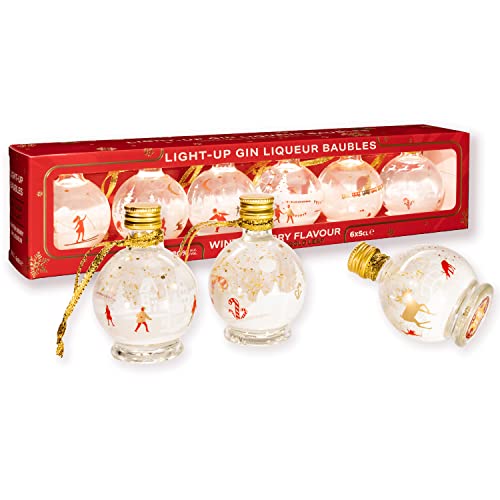 Gin Liqueur Baubles Winter Berry Flavour Light-Up 20% Vol. 6x0,05l in Geschenkbox von Snowglobe