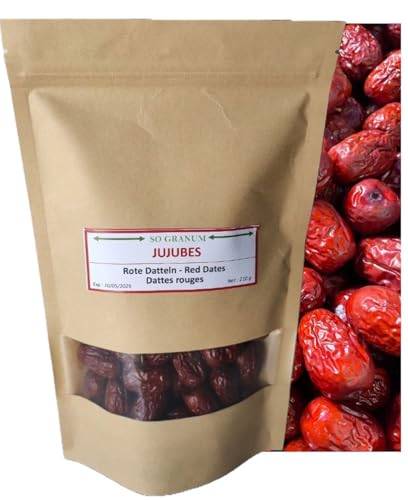 Jujube - Asiatische Datteln 210g | Trockenobst in Bio-Qualität | Superfood-Snack von SoGranum