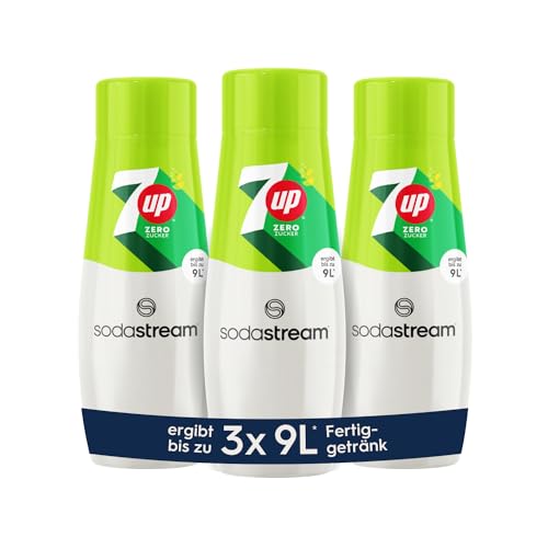 SodaStream Sirup 3x 7UP Zero Zucker - 1x Flasche ergibt 9 Liter Fertiggetränk, Sekundenschnell zubereitet und immer frisch, 440 ml von SodaStream