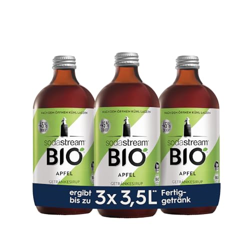 SodaStream Sirup 3x BIO Apfel, 1x Flasche ergibt 3,5 Liter Fertiggetränk, Sekundenschnell zubereitet und immer frisch, 3x 500 ml von SodaStream