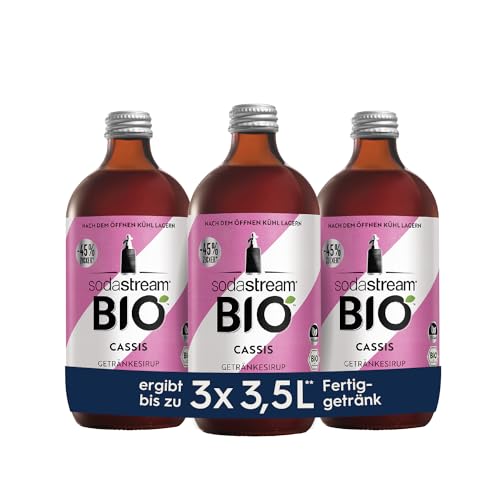 SodaStream Sirup 3x BIO Cassis, 1x Flasche ergibt 3,5 Liter Fertiggetränk, Sekundenschnell zubereitet und immer frisch, 3x 500 ml von SodaStream