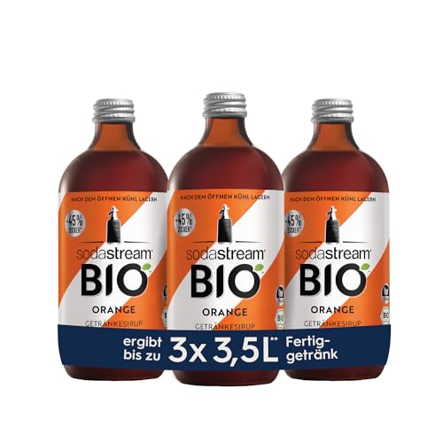 SodaStream Sirup 3x BIO Orange, 1x Flasche ergibt 3,5 Liter Fertiggetränk, Sekundenschnell zubereitet und immer frisch, 3x 500 ml von SodaStream