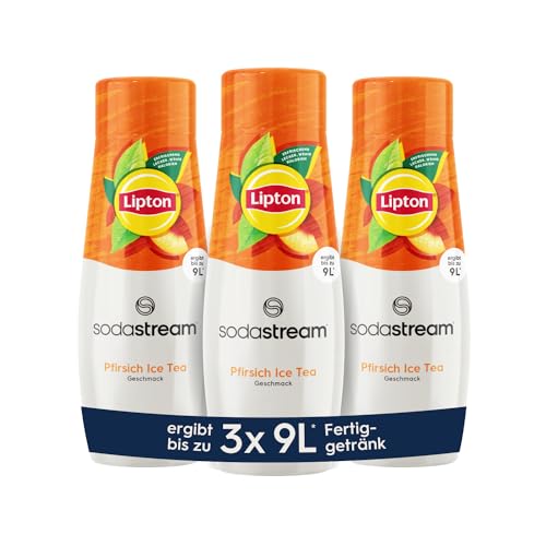 SodaStream Sirup 3x Lipton Ice Tea Pfirsich, 1x Flasche ergibt 9 Liter Fertiggetränk, Sekundenschnell zubereitet und immer frisch, 3x 440 ml von SodaStream