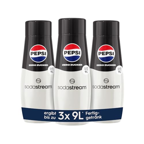 SodaStream Sirup 3x Pepsi Zero Zucker - 1x Flasche ergibt 9 Liter Fertiggetränk, Sekundenschnell zubereitet und immer frisch, 440 ml von SodaStream