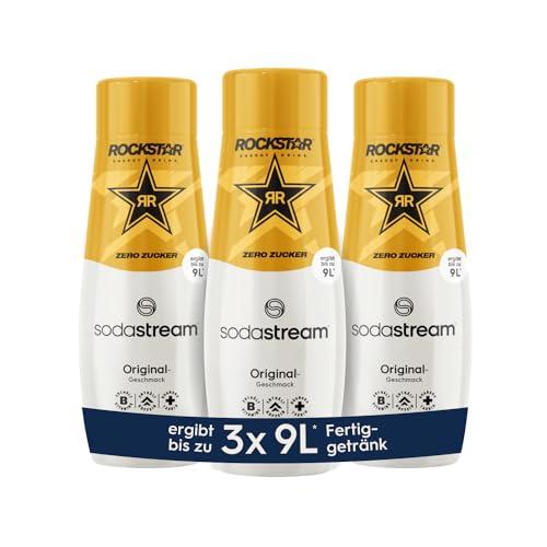 SodaStream Sirup 3x Rockstar Original ohne Zucker, 1x Flasche ergibt 9 Liter Fertiggetränk, Sekundenschnell zubereitet und immer frisch, 3x 440 ml von SodaStream