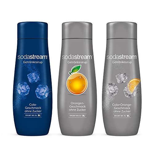 SodaStream Sirup-Bundle Cola ohne Zucker, Orange ohne Zucker, Cola + Orange ohne Zucker, 3x 440ml Getränkesirup für je bis zu 9 Liter Fertiggetränk von SodaStream