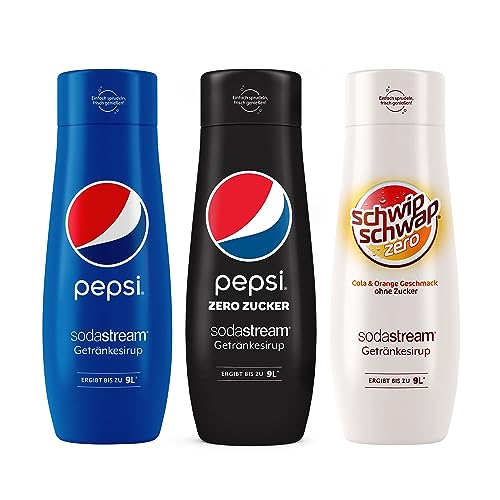 SodaStream Sirup-Bundle Pepsi, Pepsi Max und Schwip Schwap Zero, 3x 440ml Getränkesirup für je bis zu 9 Liter Fertiggetränk von SodaStream