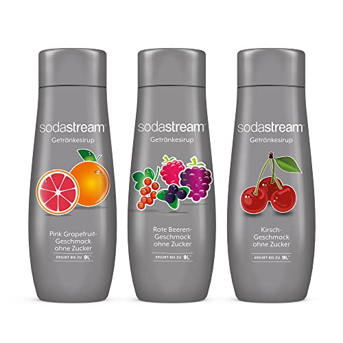 SodaStream Sirup-Bundle Pink-Grapefruit ohne Zucker, Rote Beeren ohne Zucker, Kirsche ohne Zucker, 3x 440ml Getränkesirup für je bis zu 9 Liter Fertiggetränk von SodaStream