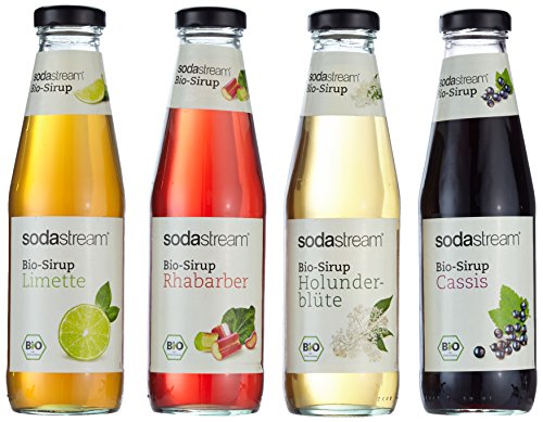 Sodastream 4er Packung Bio - Fruchtsirupe mit Cassis, Holunderblüte, Limette, Rhabarber, 1er Pack (4 x 500 ml) von SodaStream