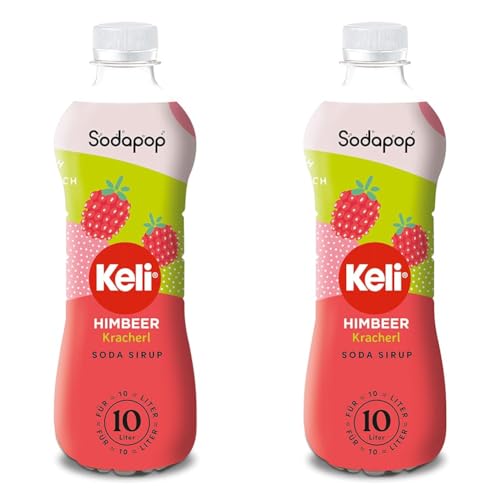 Sodapop Keli Sirup Himbeer, schnell & einfach zubereitet, 1 Flasche ergibt 10 L Fertiggetränk, 500 ml (Packung mit 2) von Sodapop