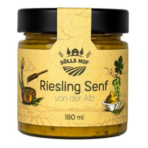 Sölls Hof - Riesling-Senf Senf, 180 ml, feine Senfnote mit süß-saurem Aroma - mit ganzen Senfsamen von Sölls Hof