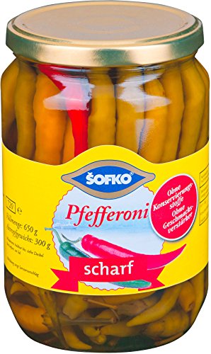 Sofko grüne Peperoni Scharf Eingelegte Peperoni 650g von Sofko