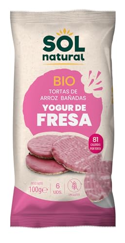 Sol Natural Tortas de Arroz Bañadas de Yogur, con Fresa, sin Gluten - Paquete de 12 x 100 gr - Total: 1200 gr von SOLNATURAL