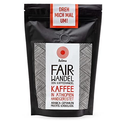 SOLINO Hochland Kaffee gemahlen (250g) - 100% Arabica, mild aromatisch - Handgeröstet in Äthiopien - Für Filterkaffee, French Press oder Mokka Kanne von Solino