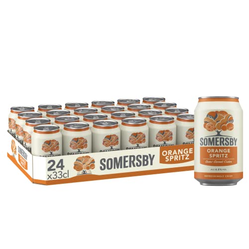 Somersby Orange Spritz Cider 0,33 l Dose, 24 Dosen fruchtiger Cider mit bittersüßem Orangen-Geschmack mit 4,5 Prozent Volumen ohne künstliche Farb- und Aromastoffe (24 x 0,33 l) von Somersby