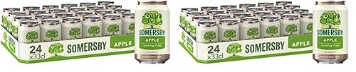 Somersby Apple Cider 0,33 l Dose| 24 Dosen fruchtiger Apfel Cider mit 4,5% Vol. ohne künstliche Farb-und Aromastoffe (24 x 0,33 l) (Packung mit 2) von Somersby