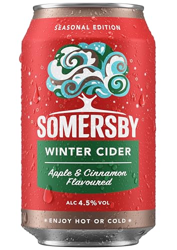 Somersby Winter Cider 0,33 l Dose, 24 Dosen fruchtig- frischer Cider mit dem Geschmack leckere Äpfel und Zimt mit 4,5 Prozent Volumen ohne künstliche Farb- und Aromastoffe (24 x 0,33 l) von Somersby