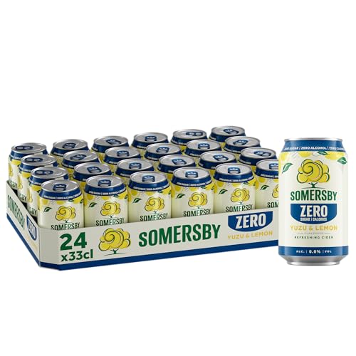 Somersby ZERO 0,0% Yuzu & Lemon 0,0% Cider 0,33 l Dose| 24 Dosen alkoholfreier, Zero Alcohol, Zero Sugar, Zero Calories, 100% erfrischender (24 x 0,33 l) von Somersby