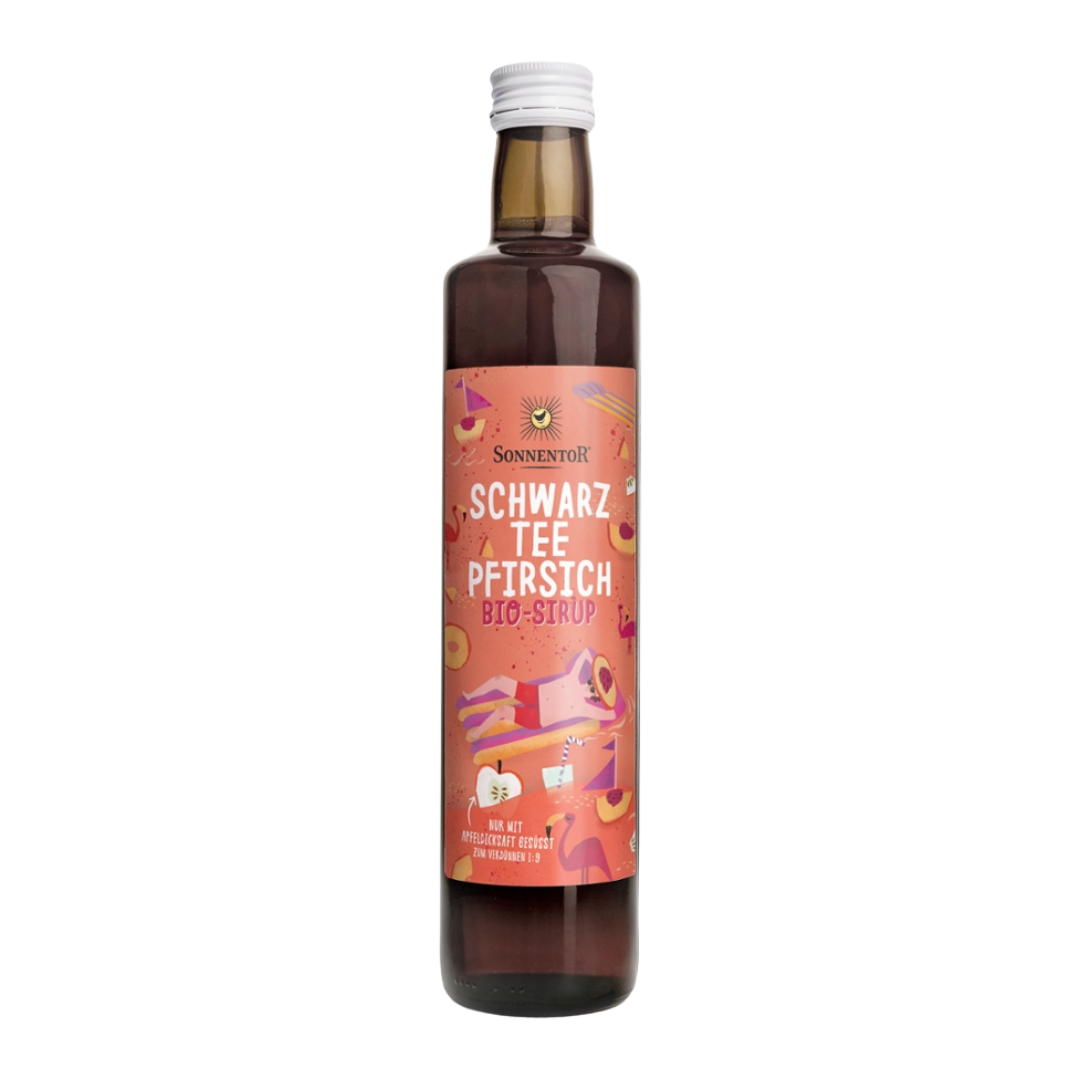 Bio Schwarztee-Pfirsich Eistee Sirup von Sonnentor