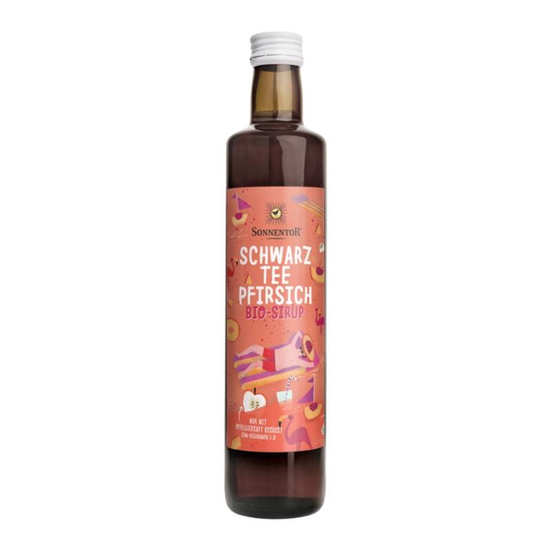 Bio Schwarztee-Pfirsich Eistee Sirup von Sonnentor