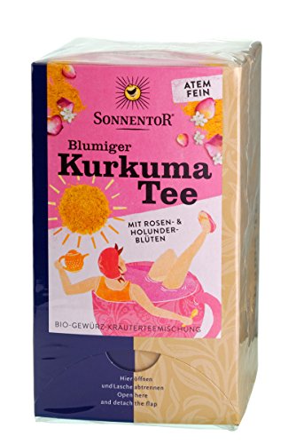 Sonnentor Blumiger Kurkuma-Tee mit Rosen- & Holunderblüten im Beutel (36 g) - Bio von Sonnentor