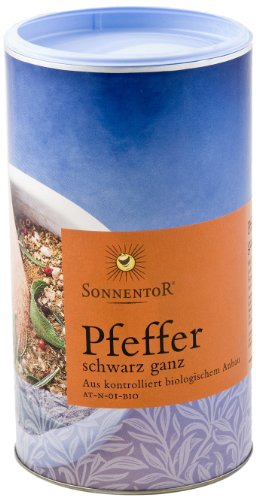 Sonnentor Pfeffer schwarz ganz Gastrodose, 1er Pack (1 x 550 g) - Bio von Sonnentor